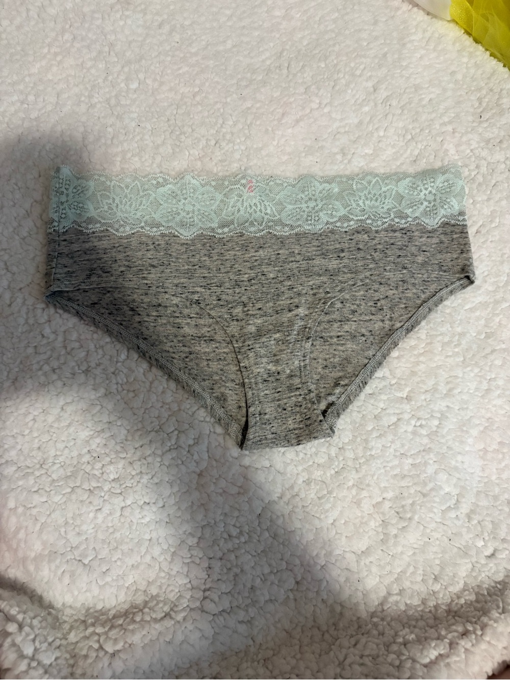 PINK Victoria's Secret Gray Hipster with Mint Lace Waistband